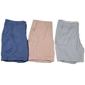 George‎ Men's Size 38 Lot Of 3 Flat Front Shorts Blue Pink Gray